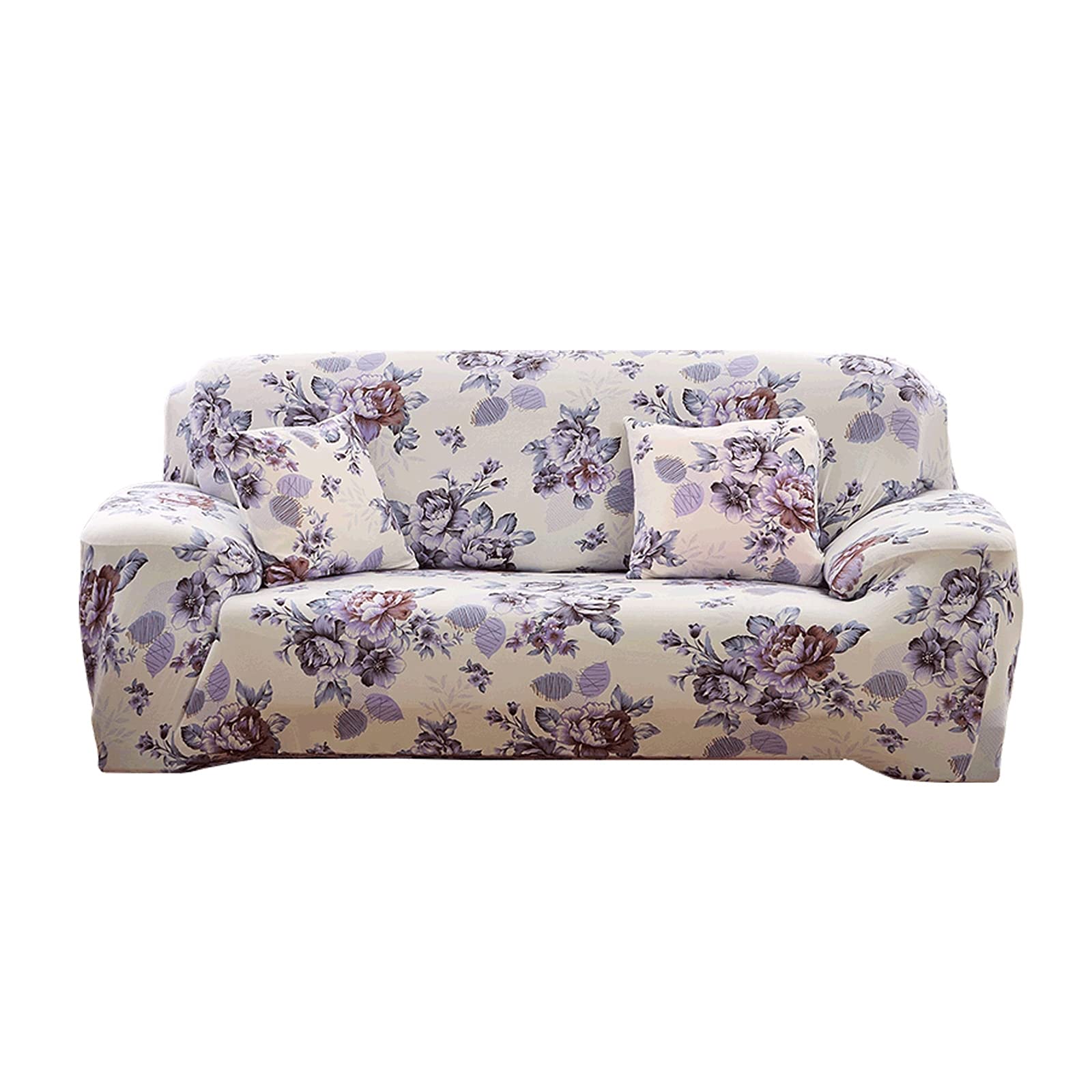 Housse canapé 4 places fleurs extensible | Grand protecteur de sofa 235-300cm