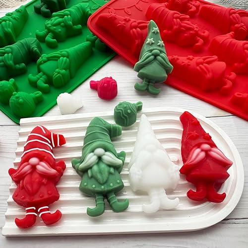 Miniatura 3 de Molde de silicona de Navidad para hornear, paquete de 2 moldes de gnomo de Navidad para mini pasteles, jabón hecho a mano, chocolate, gelatina,