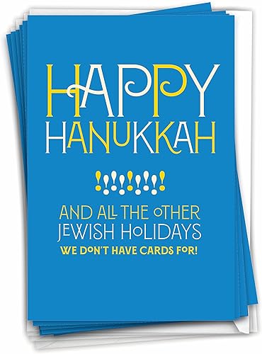 NobleWorks - Otras fiestas judías - 12 divertidas tarjetas de Janucá en caja - Juego a granel tarjetas navideñas judías, C9498HKG-B12x1