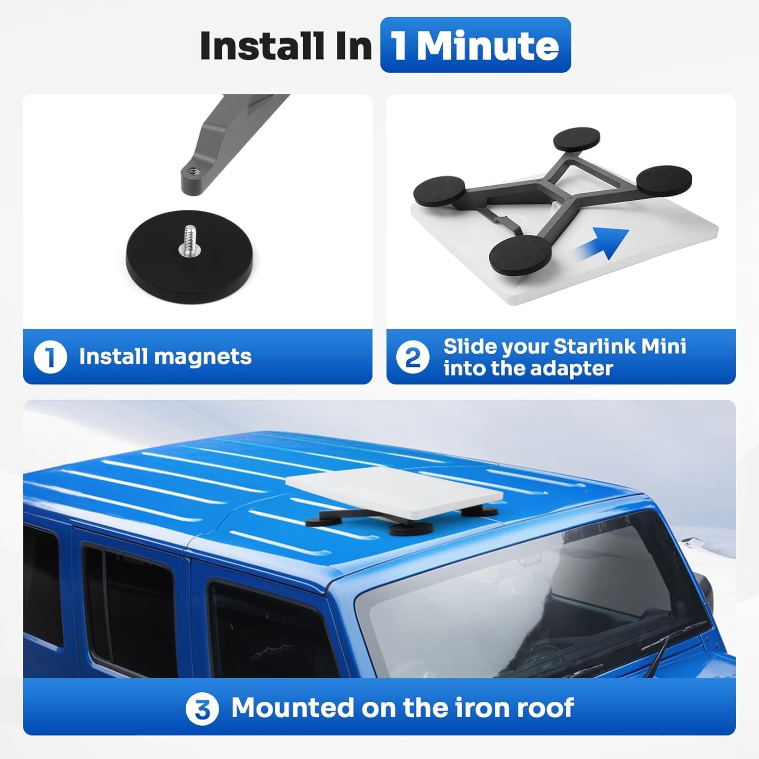 Starlink Mini-houder, 3-in-1 magnetische en zuignap-dakhouder met