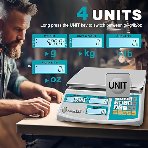 Miniatura 3 de Báscula de conteo industrial de 30 kg66 lb x 0.00 oz, báscula digital de conteo de inventario de alta precisión con batería CCCA para piezas,