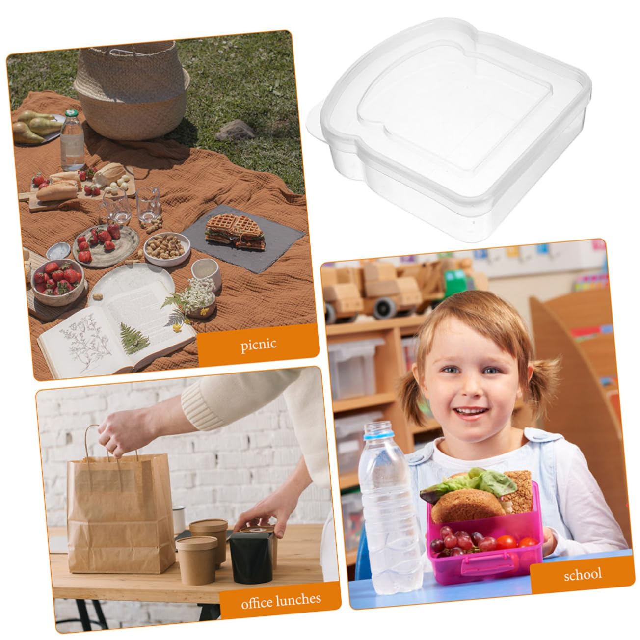 Garneck 5 Set Di Contenitori Ermetici Per Pane Sandwich Contenitori Riutilizzabili Per Sandwich Per Adulti Compatti E Portatili Per Esterni 2 Pezzi * 5