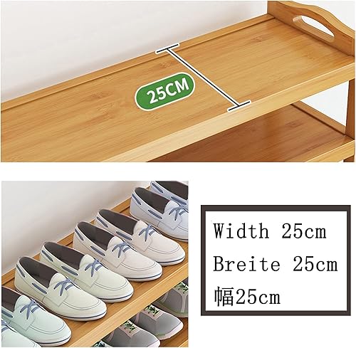 Miniatura 7 de ZYFA Zapatero de entrada, organizador de almacenamiento de zapatos, torre multifuncional de madera, estante de bambú organizador de zapatos para