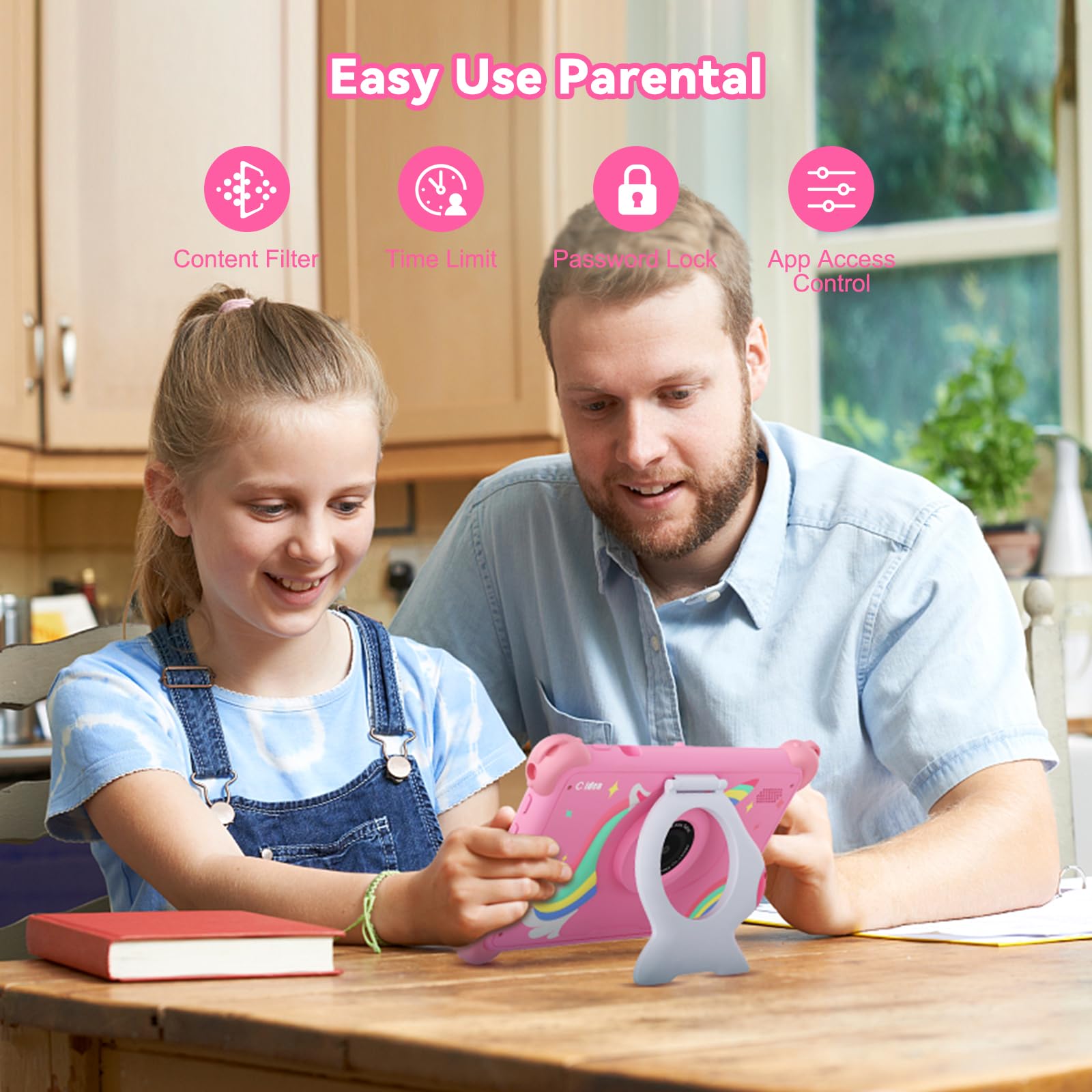 C idea Tablet da 7 Pollici per Bambini, Android 15, 6GB RAM + 32GB ROM, 1024x600, Batteria 2500mAh, WiFi e Bluetooth, App per Bambini Preinstallate (Rosa)