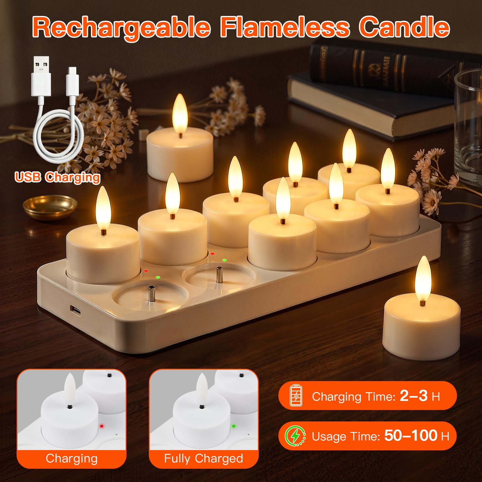 Ketom 12 lumini a LED senza fiamma, funzionamento a batteria, colore bianco