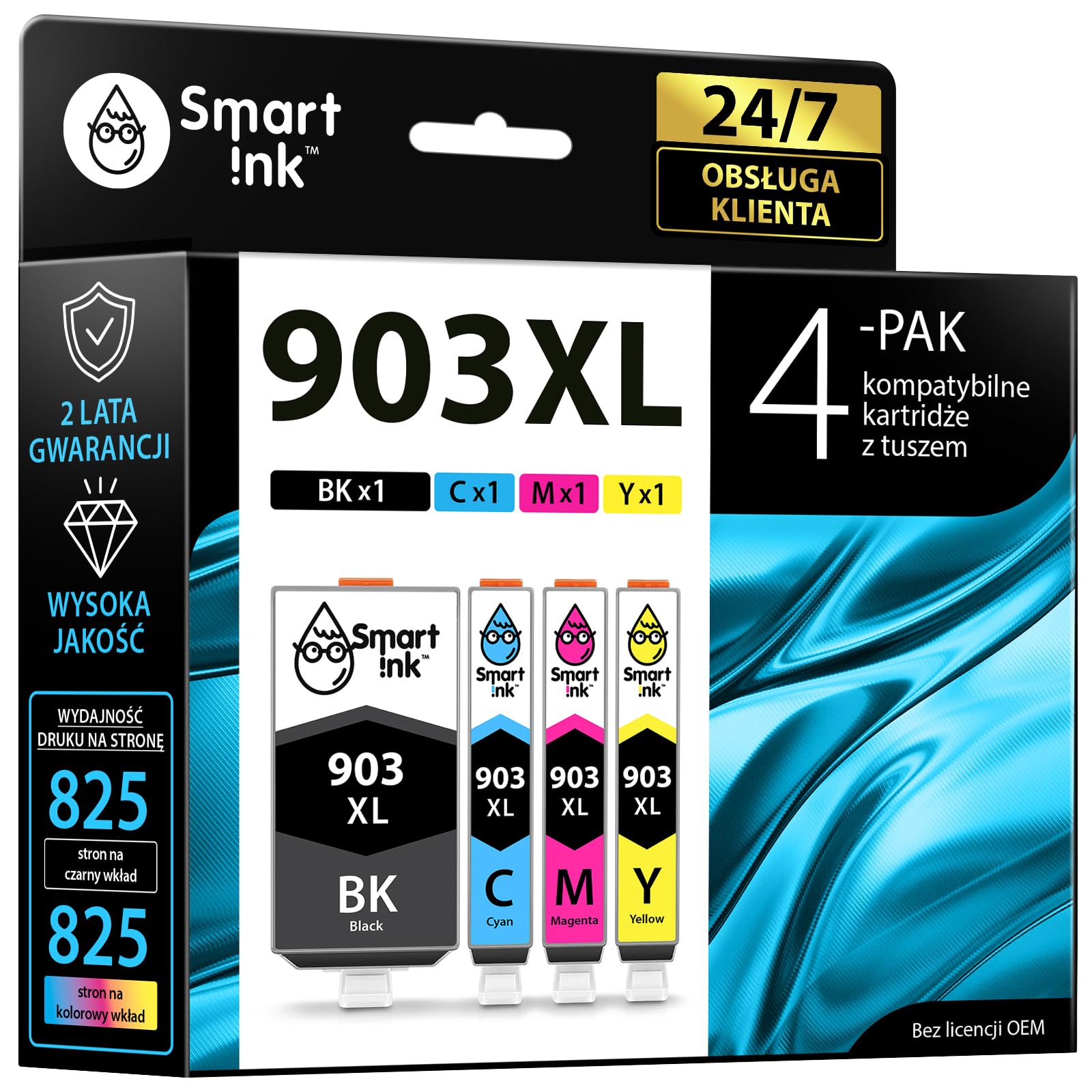 Smart Ink Kompatybilne Tusz Zamiennik do HP 903XL 903 XL (czteropak) z Zaawansowaną Technologią Chipu do użytku z Officejet 6950 Officejet Pro 6960 6970