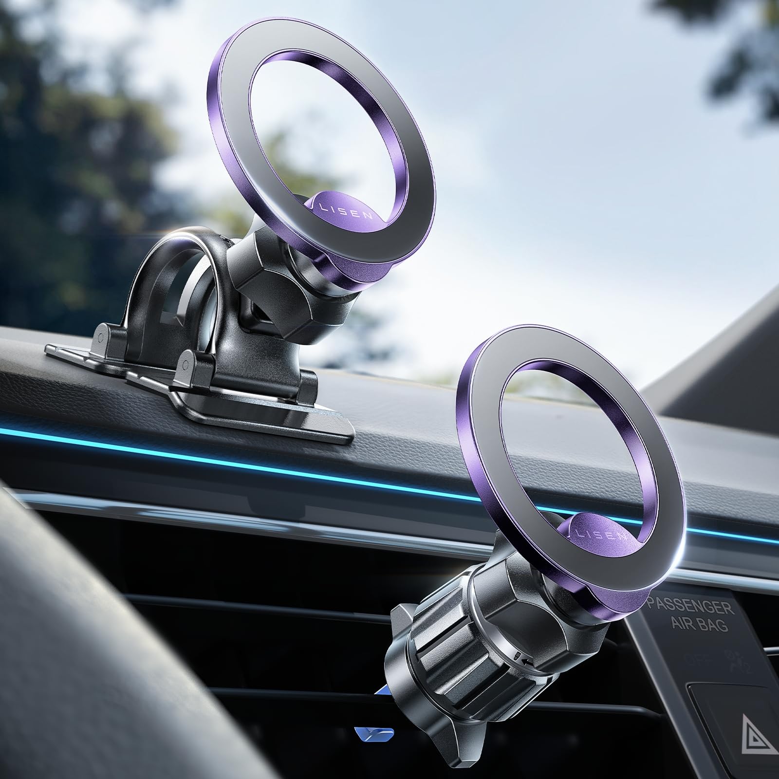 LISEN for iPhone 18 Pro Max Car Mount Holder Magnets Magnetic for MagSafe Car Mount Vent Dashboard Magnet Cell Phone Holder Mounts Car Accessories fit iPhone 18 Pro Max 17 16 15 14 13 12 Purple