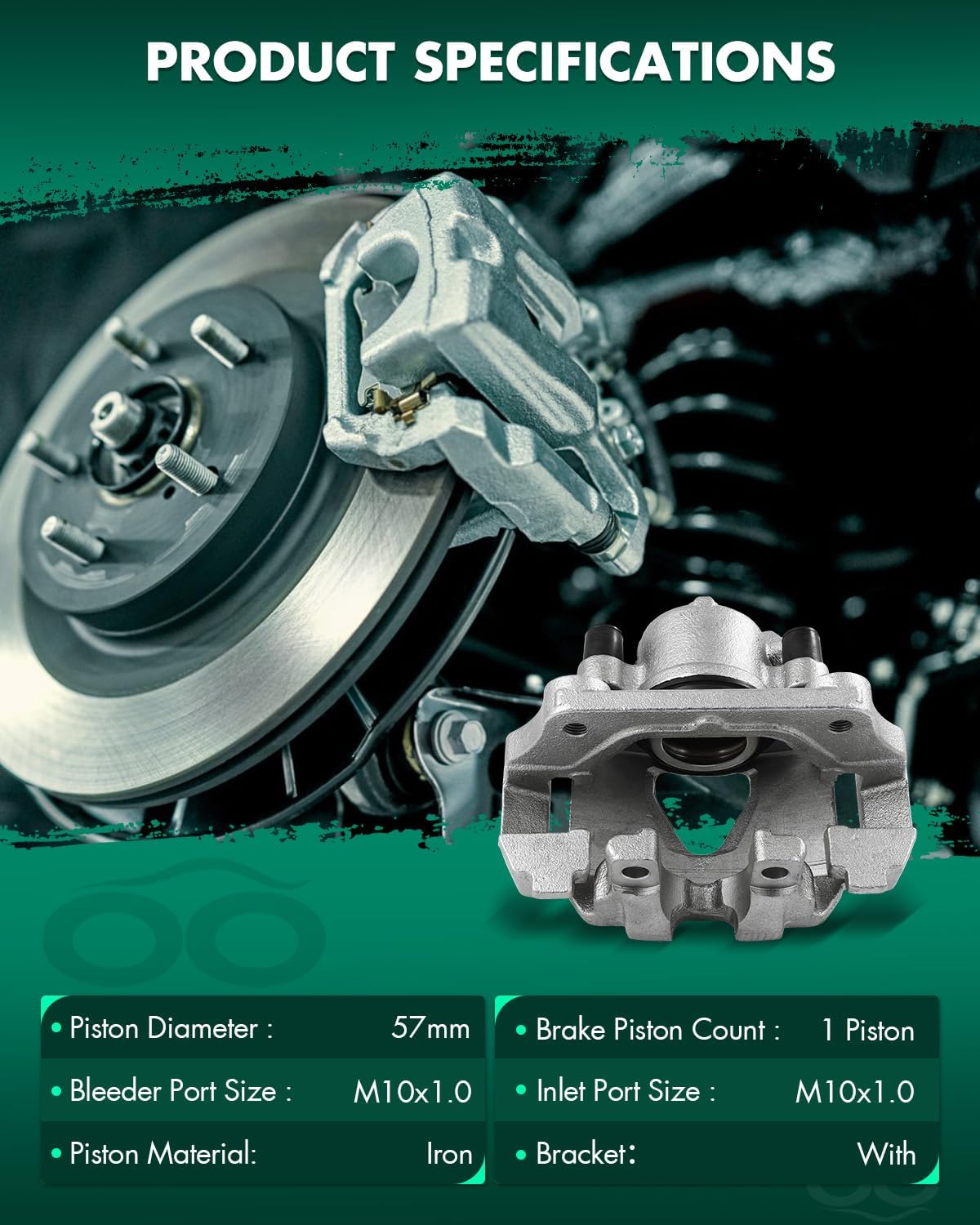 SCITOO Front Left Brake Caliper With Bracket 19B3361 Compatible For BMW For 323i 2006-2011,For BMW For 328i 2008-2013,For BMW For 328i xDrive 2009-2013,For BMW For 328xi 2008,For BMW For X1 2013-2015