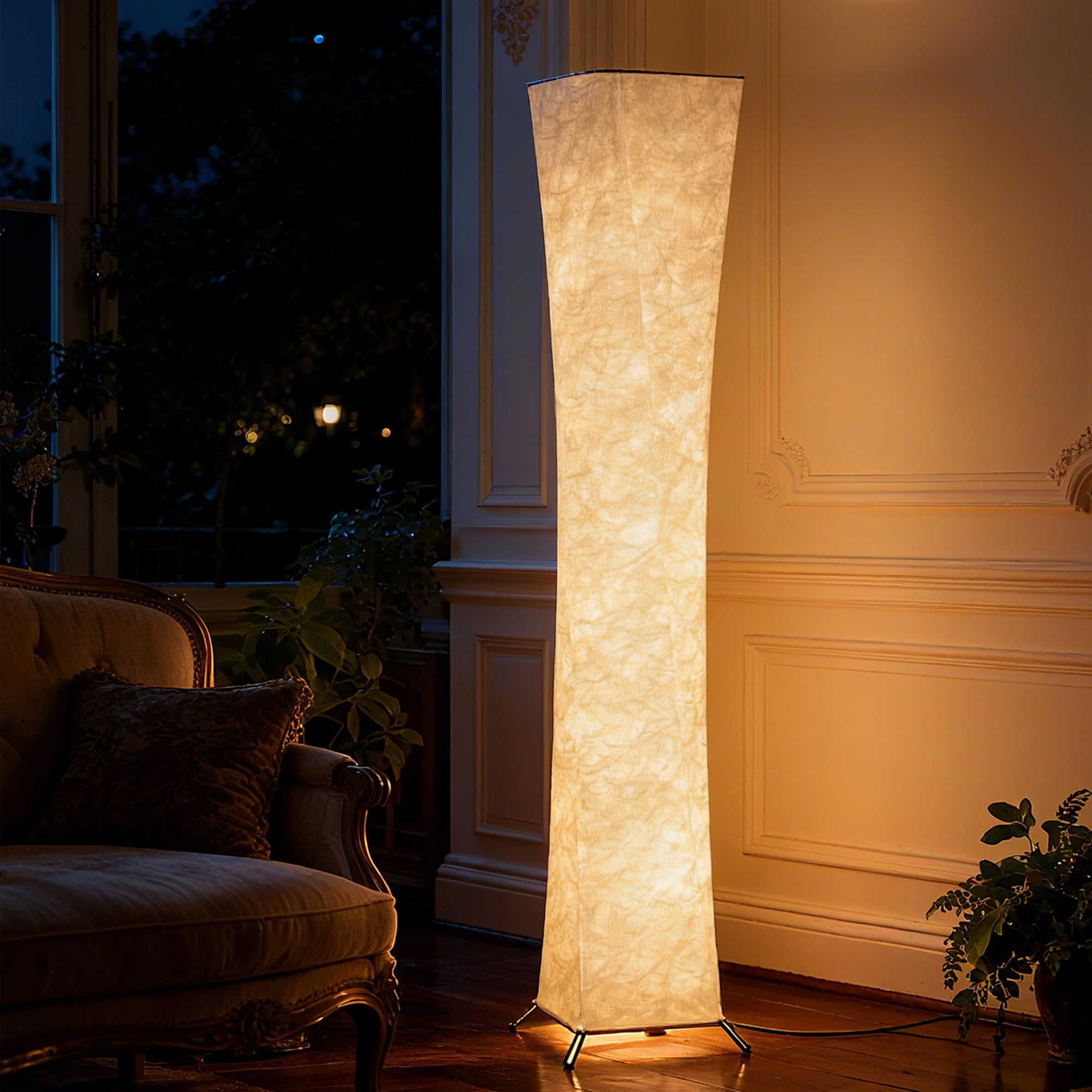 HOMCOM Lampada da Terra Moderna con Luce a 3 Livelli Regolabile e Interruttore a Pedale, Lampada da Pavimento in Acciaio e Tessuto di Carta Sintetica per Soggiorno e Salotto, 25x25x129 cm, Bianco