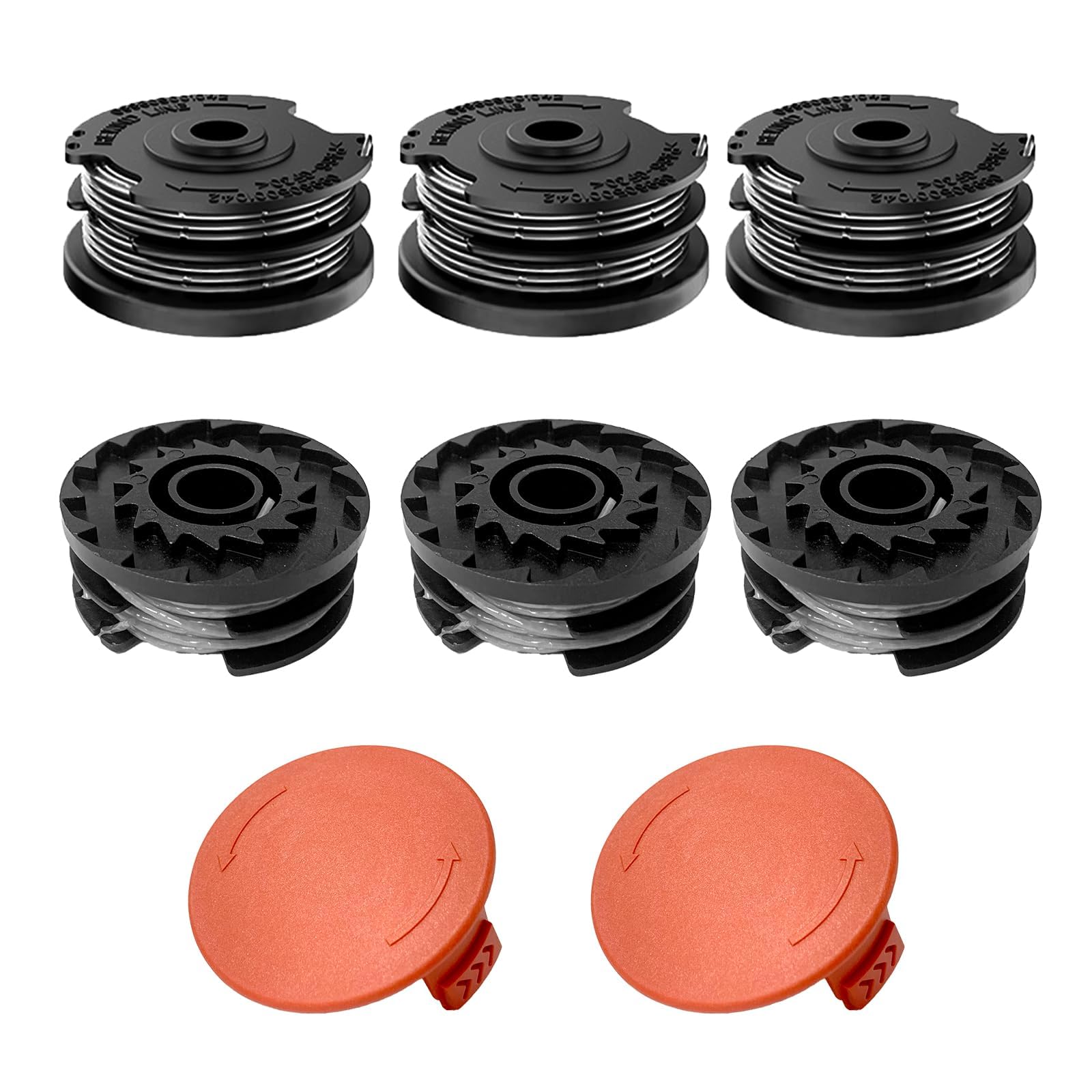 6 sztuk podkaszarek do trawy Bosch ART 24, 27, 30 i ART 30-36 LI, nylonowa szpula zapasowa (F016800351), z 2 sztukami osłony szpulki trymera (1600A00X61/1600A00DU0)