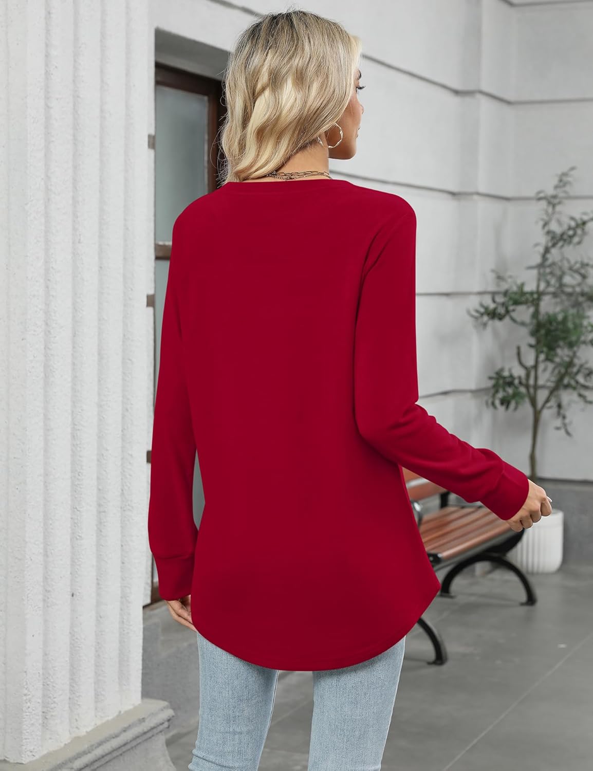 LOMON Womens Tunic Tops to Wear with Leggings Crew Neck Long Sleeve Shirts Casual Fall Tops with Thumb Holes - Image 6