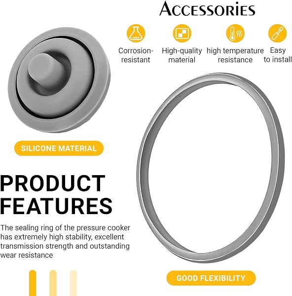 2 Pack Anillo de Sellado para olla a Presión WMF Perfec, Incluye Anillo de Goma de 22 cm y Junta de Señal de Cocción, Compatible con 2,5 l, 3 l, 4,5 l, 6,5 l, 8,5 l, Recambio Duradero y Económico - 3