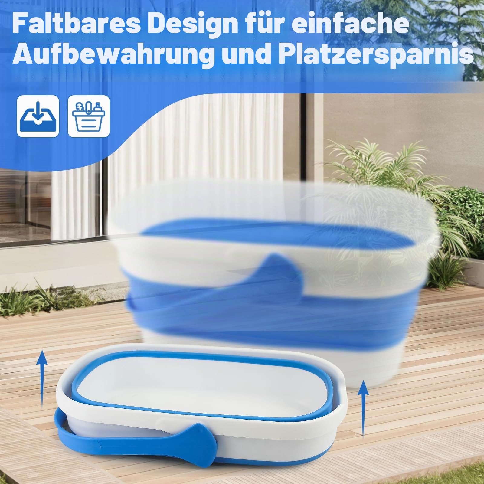 Fensterreiniger Set mit Falteimer 12L, 35cm Fensterabzieher & 38cm Fenster Einwascher mit 155cm Langem Griff, Profi Fensterputzer Set mit Mikrofasertuch für Haus, Fenster, Glas, Outdoor, Kommerzielle