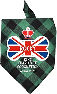 HM King Charles Coronation Triangle Dog Scarf/Coronation Bandanas for Pets/Dog Coronation Costume/Owner gift/Dog PArty Accessories