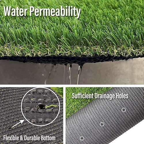 Miniatura 3 de Alfombra de césped artificial para exteriores, 5 x 8 pies (40 pies cuadrados) de 1.38 pulgadas, alfombra de césped sintético realista, 1.378 in de