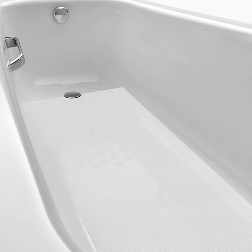 Vista 8 de Tapete de bañera antideslizante de 16" x 40" con corte de drenaje, antideslizante, antideslizante, seguro, tapete adhesivo para bañera de pelar