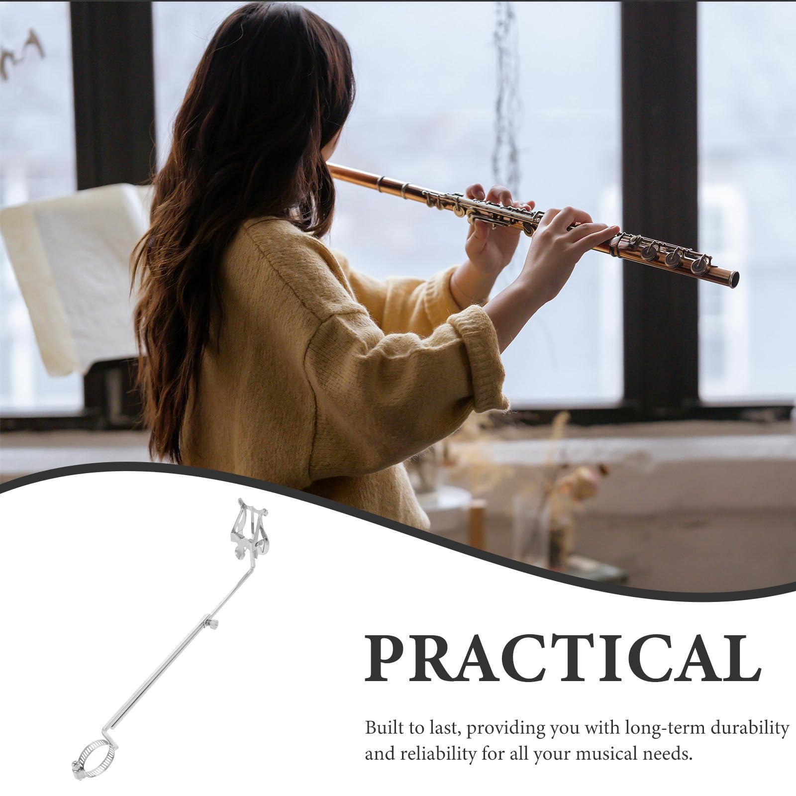 Toddmomy Lyre Angle Réglable pour Flûte Traversière en Fer Argenté Portable Porte-partitions pour Garçon et Filles et Débutants en Musique