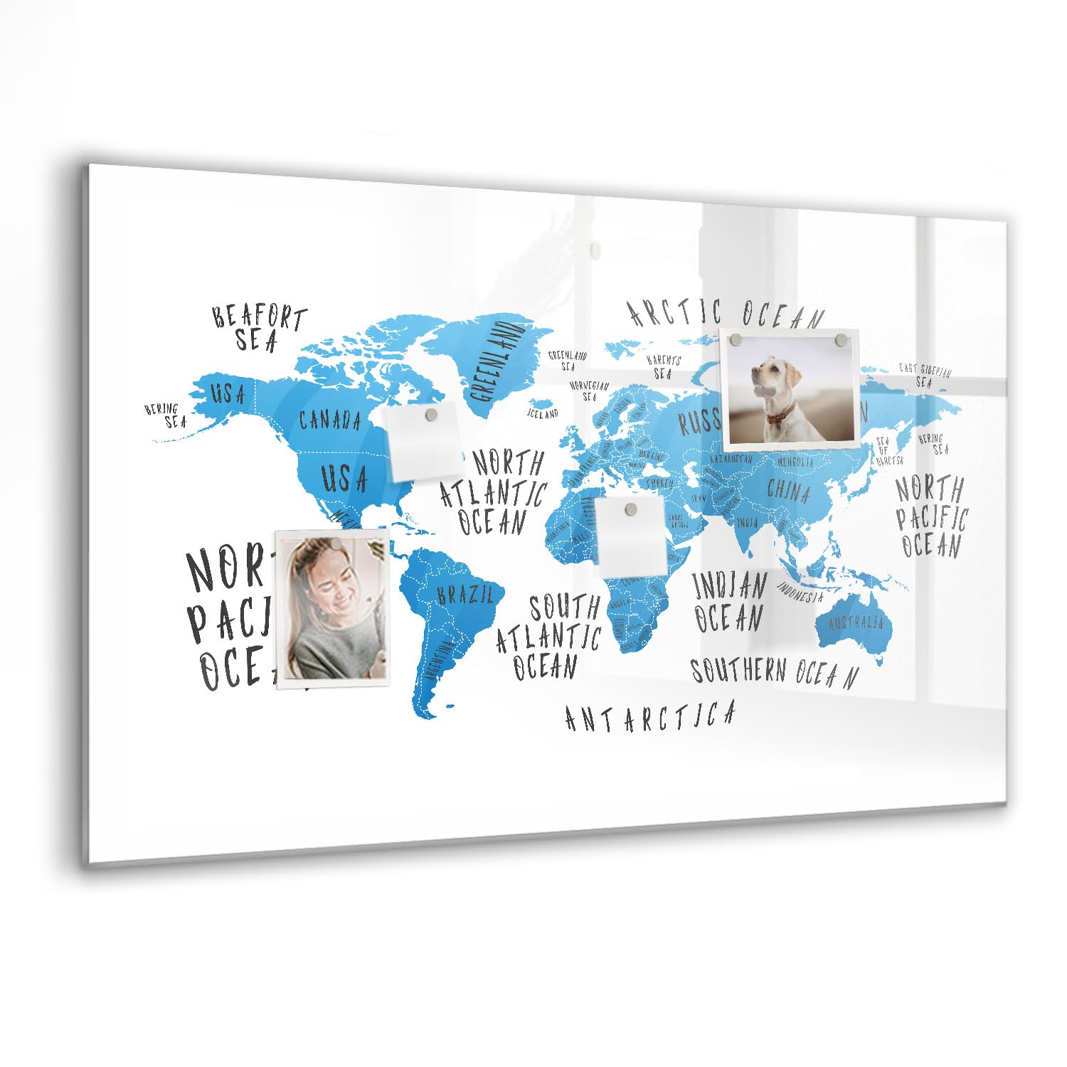 Tableau effaçable en verre trempé robuste design carte terrestre - 8