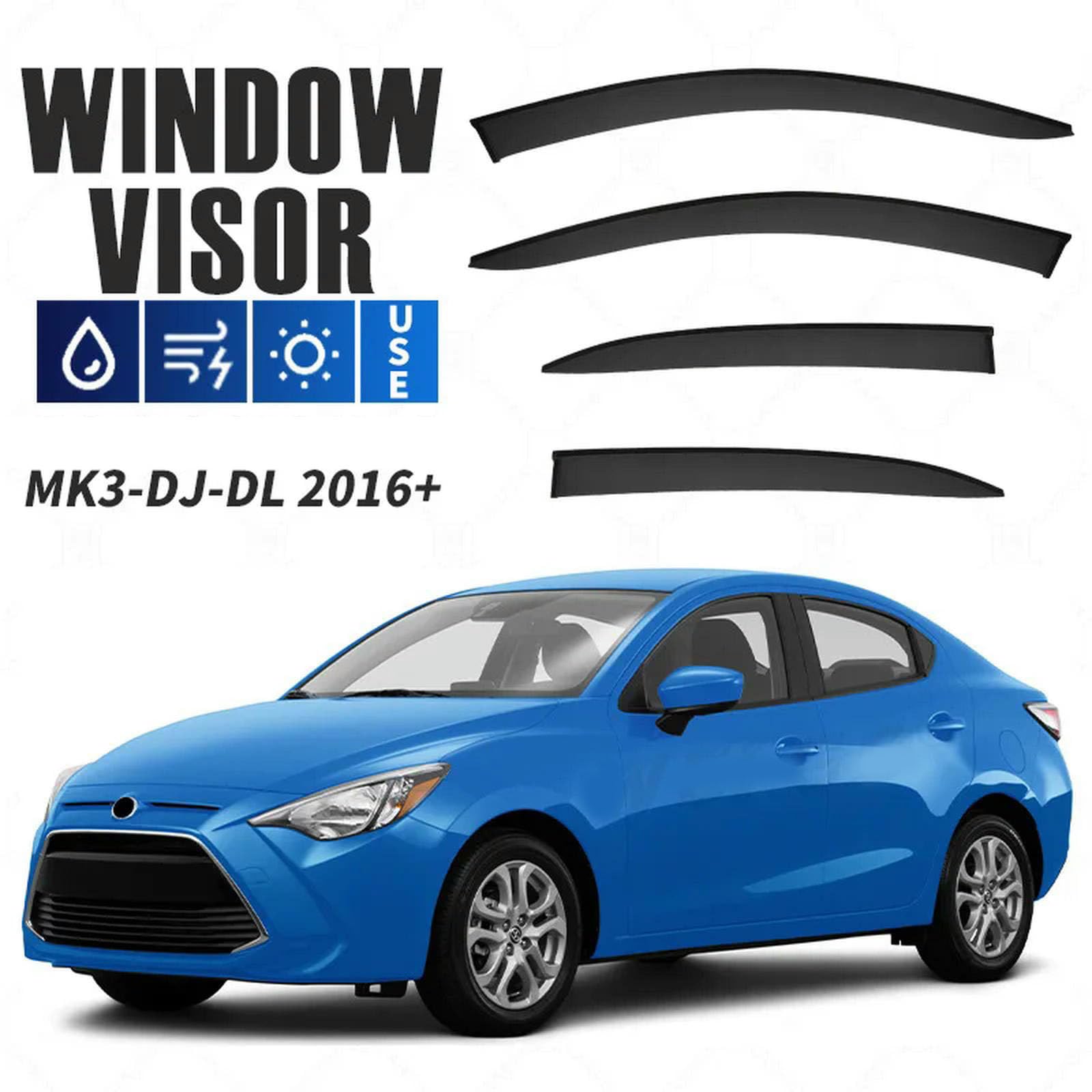 Osłony przeciwdeszczowe na szyby samochodowe,osłony okienne,osłony przeciwwietrzne,deflektory,osłony do Toyoty Scion iA 2016