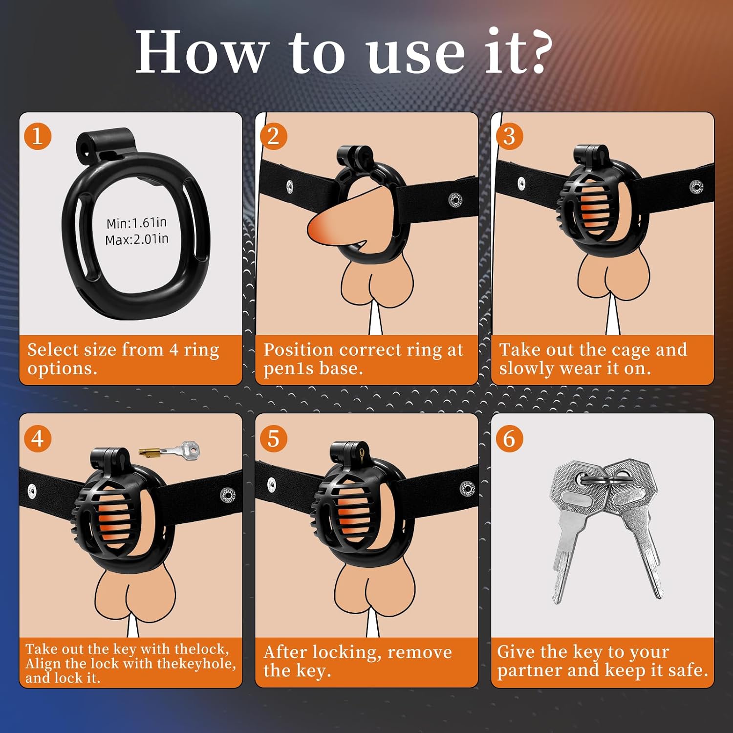 Male Chastity Cage with Elastic Belt & Invisible Lock - Chastity Device with 4 Sizes Rings for Man Penis Exercise Bondage Gear & Accessories Lightweight Adult Sex Toys Designed specifically for Men