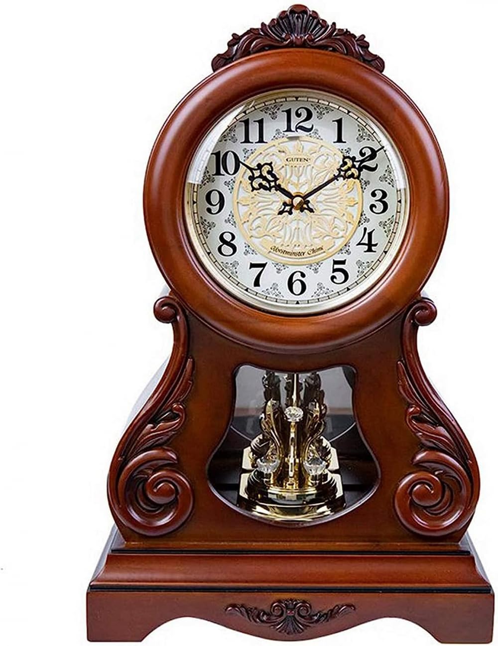 ERoomQ Luxury Vintage Mechanical Desk Clocks,Mantel Clocks Wooden Mantel Clock with Westminster Chime.This Decorative Fireplace Clock in Solid Wood Runs on Batteries.
