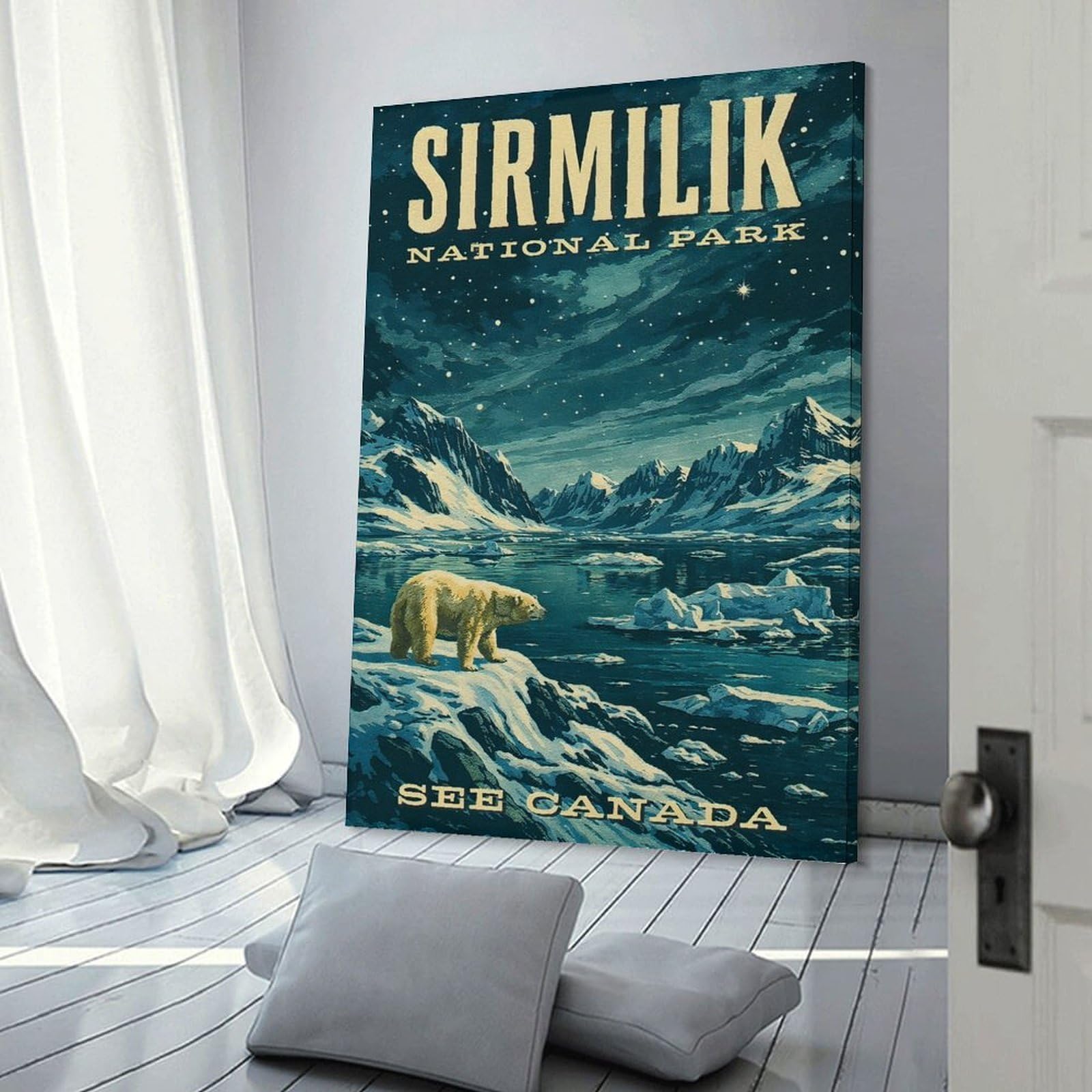 Junmoney Sirmilik National Park Vintage Canvas Art Print, 20x30inch(50x75cm), for Bedroom, Lounge Or Dressing Area, Canvas Wall Decor for Personal Spaces