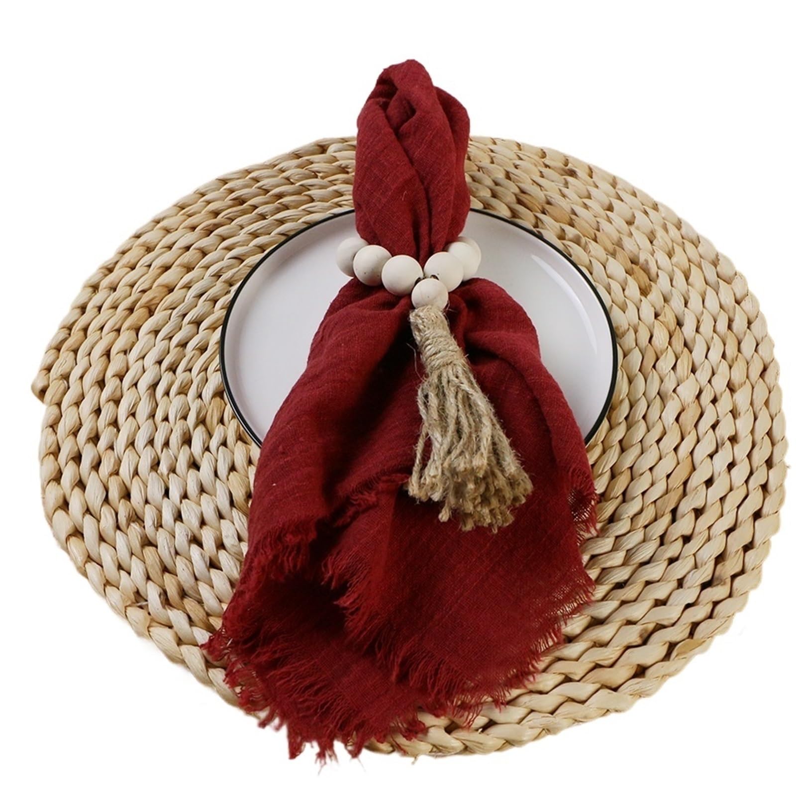 Table Napkins 4PCS 42x42cm Cotton Gauze Wedding Napkins,Retro Cheesecloth Table Decor, Muslin Tea Towels Dinner Rustic(4PCS Burgundy)