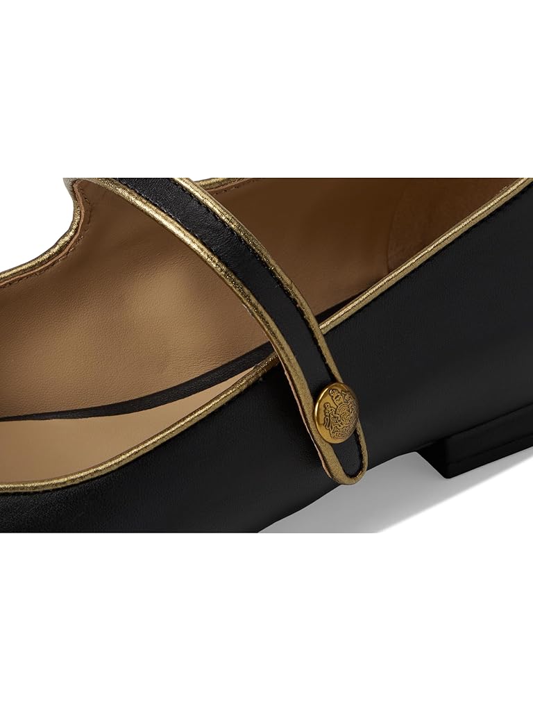 Black Lauren Ralph Lauren Londyn Metallic-Trim Leather Mary Jane