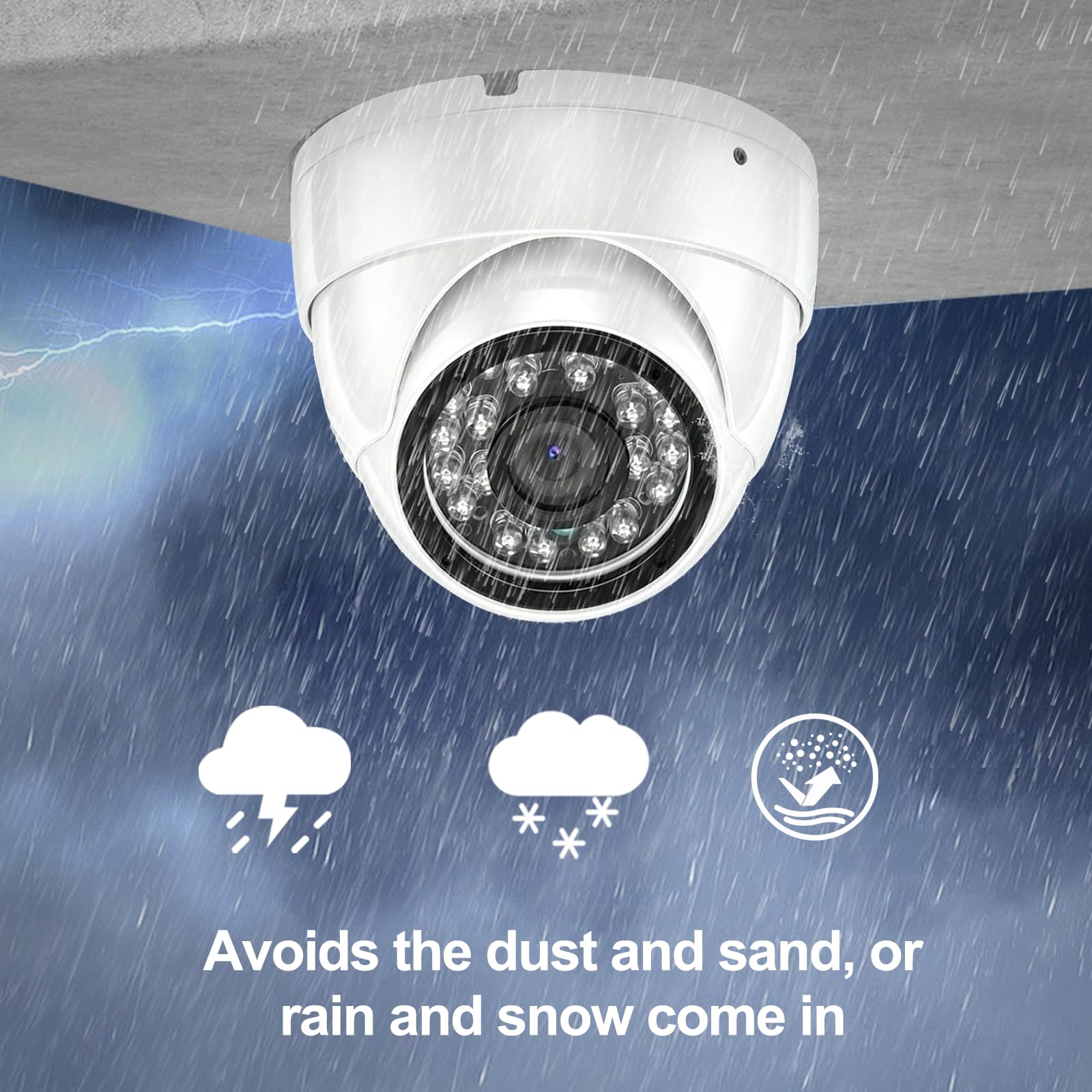 Kamera bezpieczeństwa CCTV 1080p 2MP 4 w 1 (TVI/AHD/CVI/960H analogowa) kopułkowe kamery monitorujące, 24 diody LED, stały obiektyw 2,8 mm, noktowizor na podczerwień 19,8 m, szeroki kąt 105