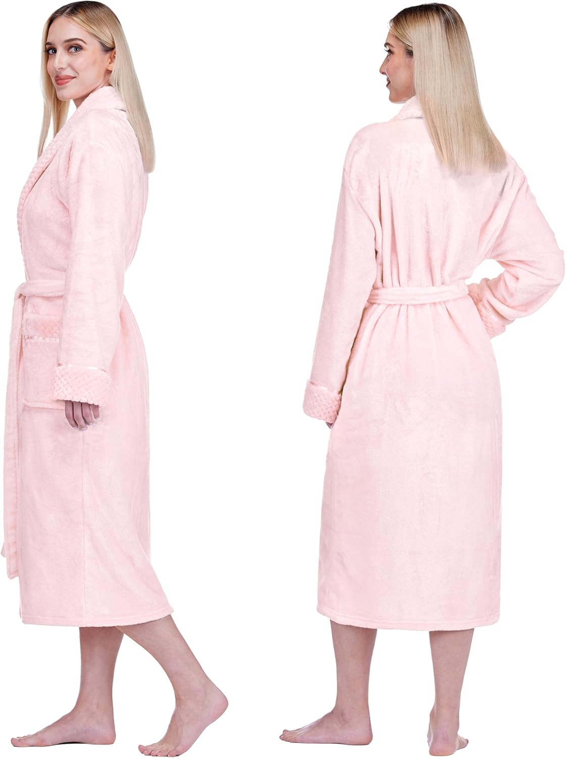 PAVILIA Soft Plush Women Fleece Robe, Cozy Warm Bathrobe, Fuzzy Female Long Spa Robe - Image 2
