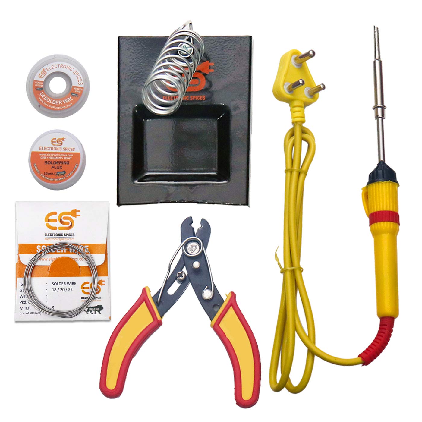 (6 in 1) 25watt Soldring Iron Starter Kit/Paste/Desolder wire/Soldring Stand/Soldring Wire/Cutter For Diy Craft and electronic Work