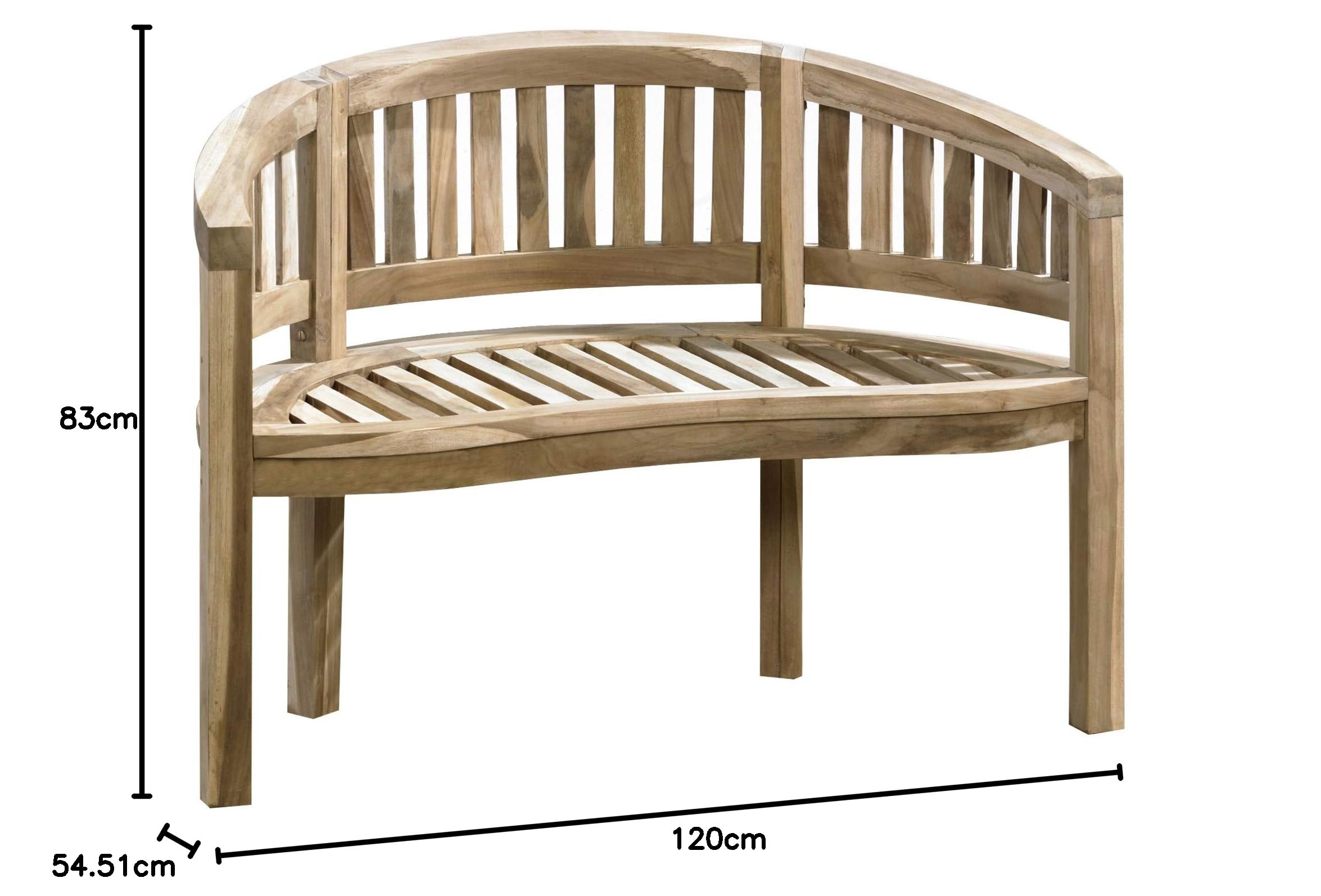 Panchina Da Giardino In Teak 120cm - Per 2 Persone Con Portata 250kg, Design Classico E Resistente - Foto 3