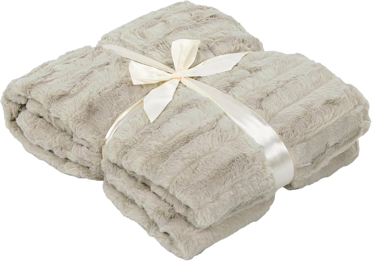 Home Soft Things Derby Double Sided Faux Fur Throw Blanket, Light Grey, 50'' x 60'', Soft Plush Heavy Comfy Couch Sofa Bed Cover for Winter Snuggly Gorgeous Blanket for Adults