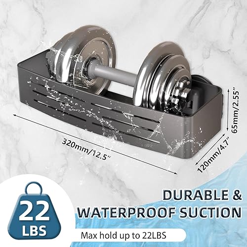 Miniatura 5 de Onemake Organizador de ducha con ventosa, estante de ducha de baño sin perforaciones, organizador de ducha de esquina con 6 ganchos portátiles,