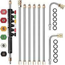 Hochdruckreiniger Verlängerungsstange, 4000 PSI Sprühlanze mit 1/4-Zoll-Schnellanschluss, gebogene Lanze für Dachrinnenreiniger, Zubehör, Teleskop-Verlängerungsrohr mit 10 Anti-Leck-Ringen