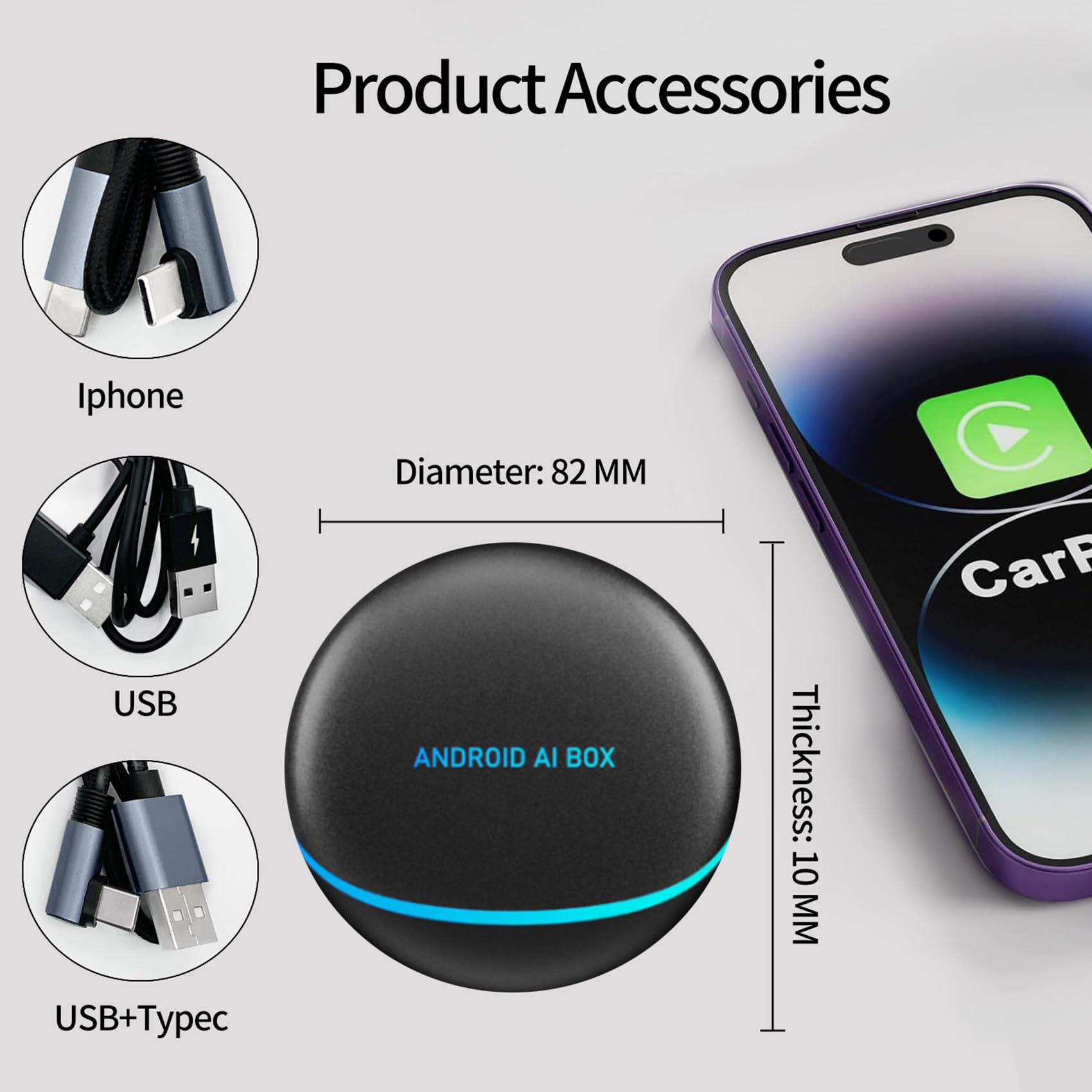 Bezprzewodowy adapter Carplay, 2 w 1, Android Auto Wireless Adapter 2025 AI Box Carplay z wejściem HDMI, obsługa karty SIM YouTube, TikTok, TF, mini pudełko do gry CarPlay, Android Auto