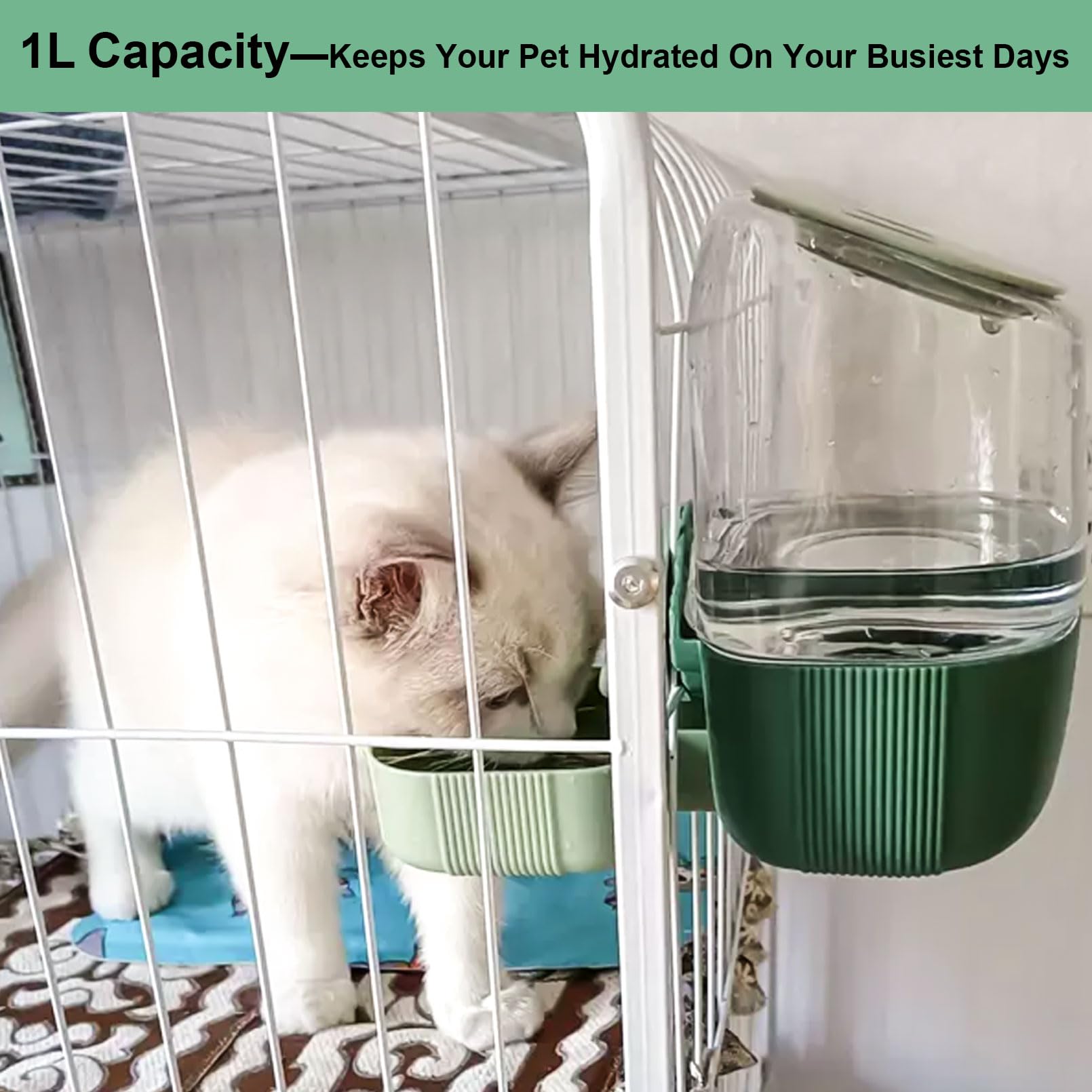 Pet Hanging Automatic Feeders Drinking Bowls (Green)