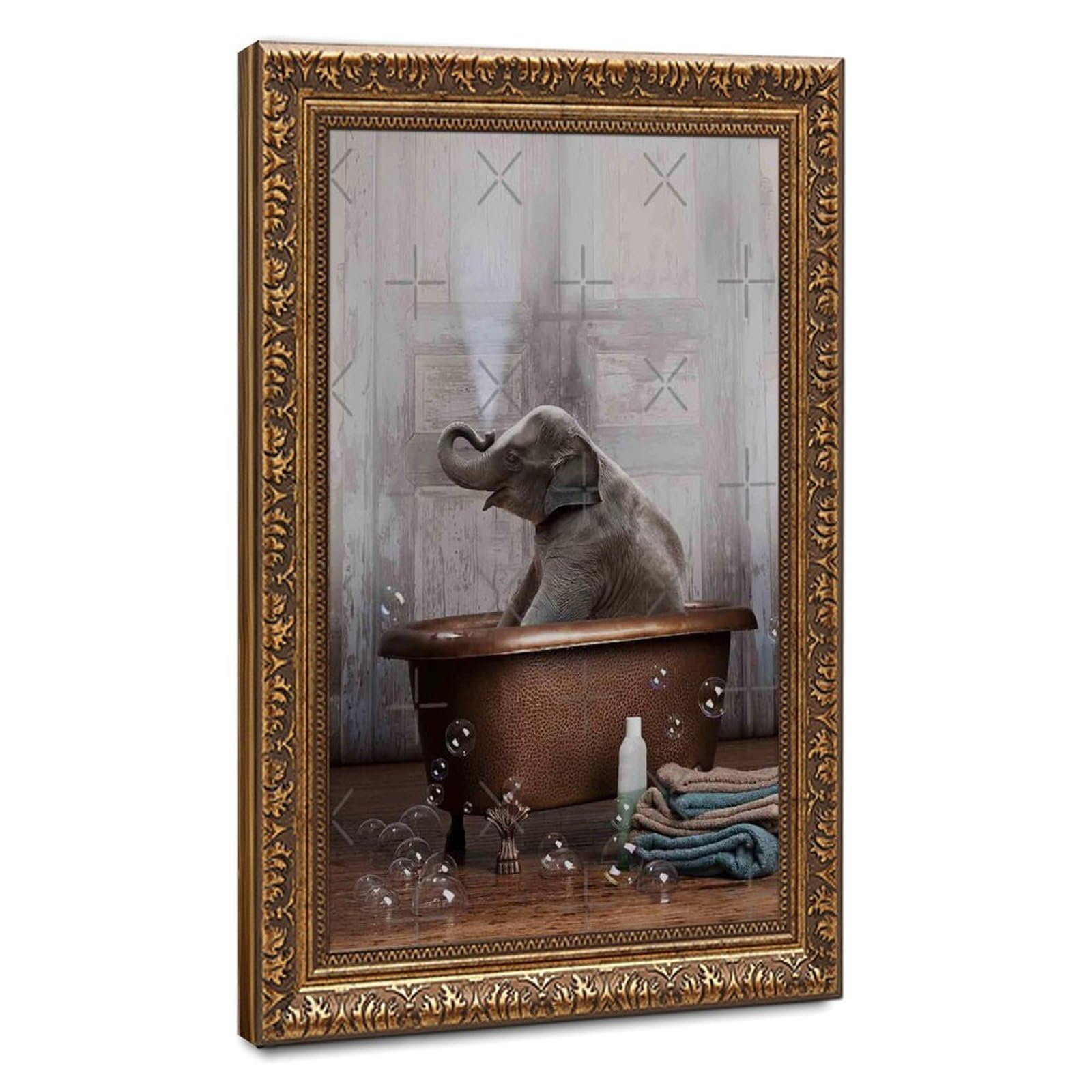 Bareronor Bathroom Elephant Poster Canvas Poster Bedroom Decor Landscape Office Room Decor Gift 24" L X 36" W