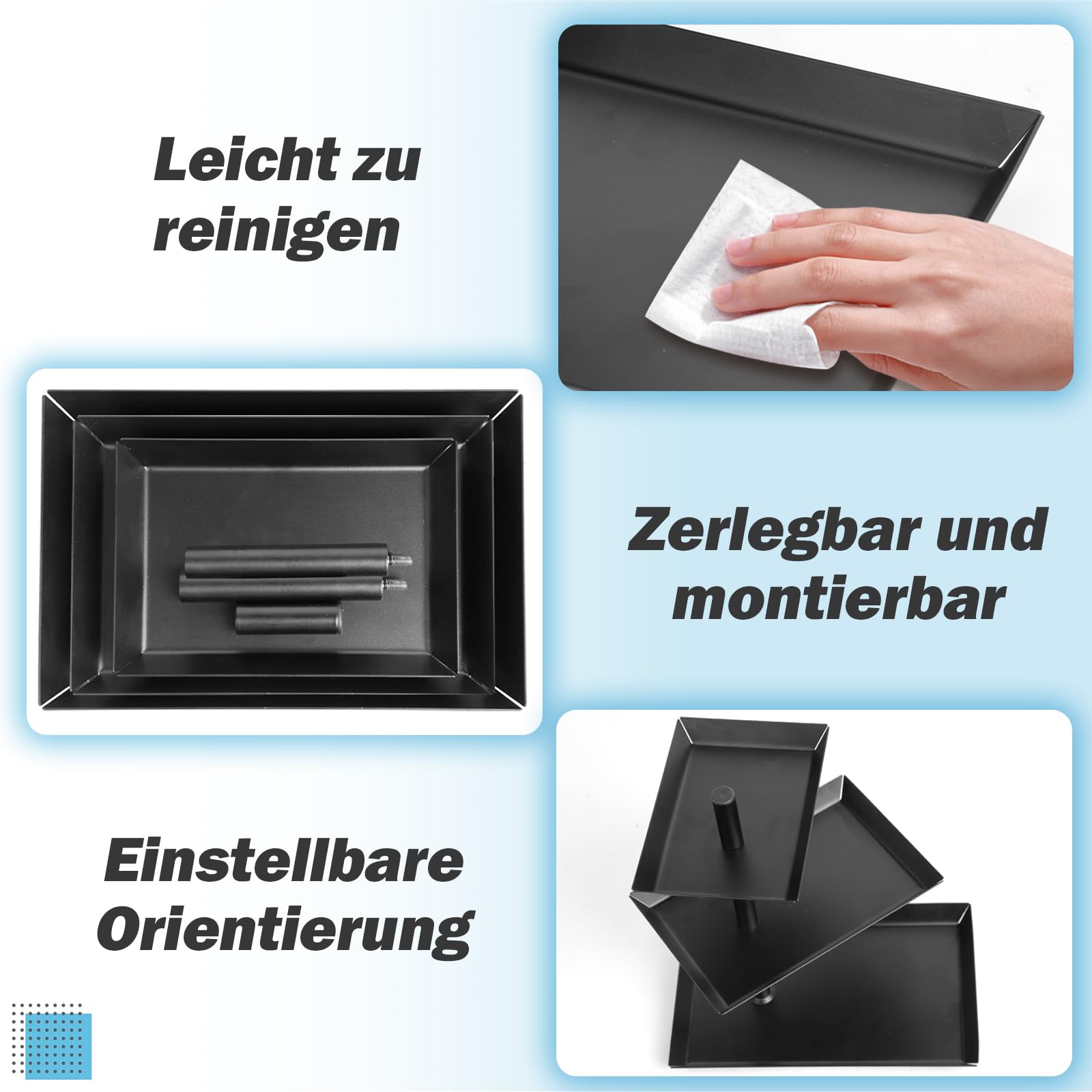 W&H Etagere 3 Etagen Mit Verstellbarem Winkel, Schwarz Drehbar für Unterhaltung und Party - Aus Rostfreiem Stahl für Dessert, Kuchen, Gebäck, Keks, Obst - Wiederverwendbar