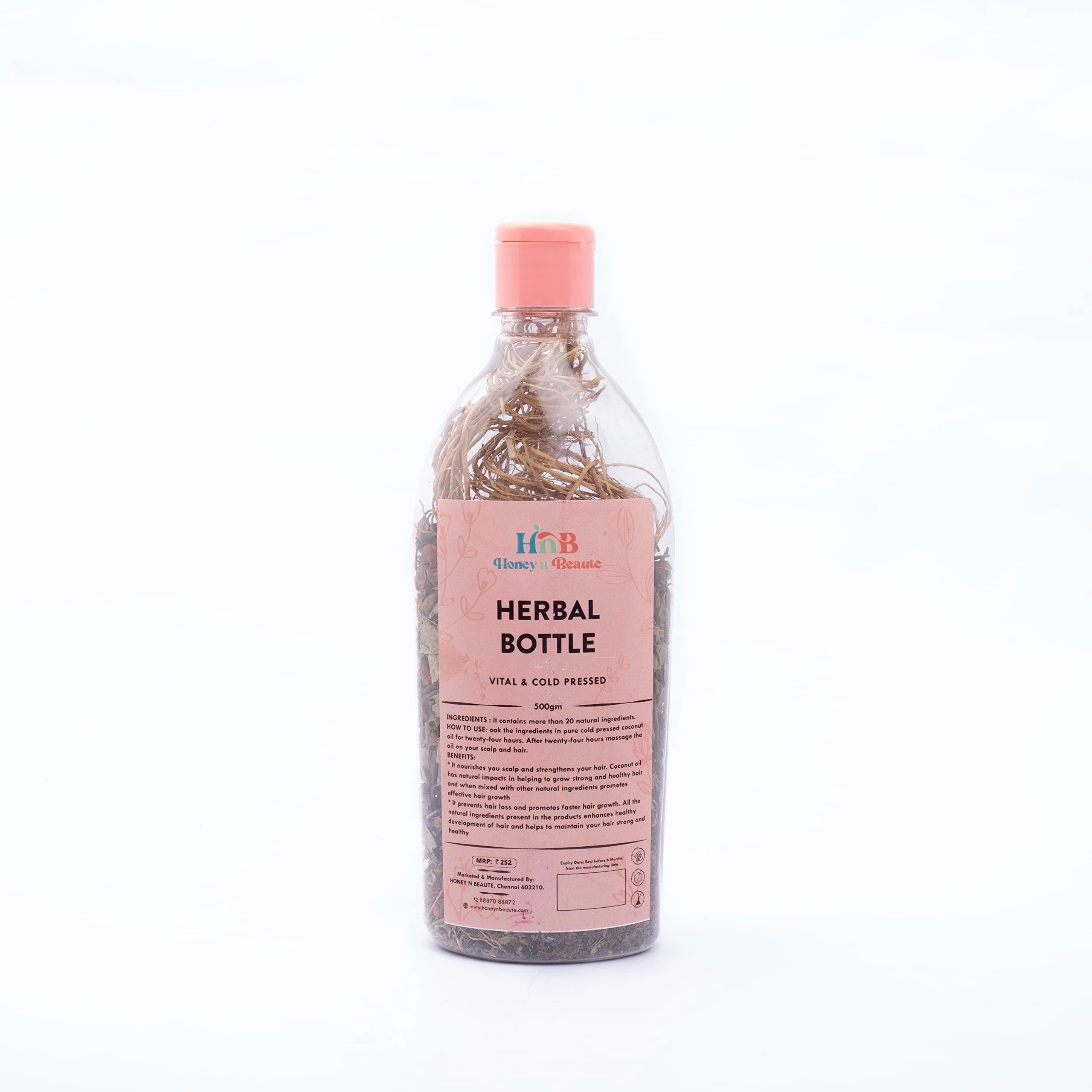 HONEY ‘N’ BEAUTE Herbal Bottle | Cold Pressed with 20+ Natural Herbs | Strong & Healthy Hair | Nourishes Scalp, Strengthens Hair | 100% Natural & Chemical-Free