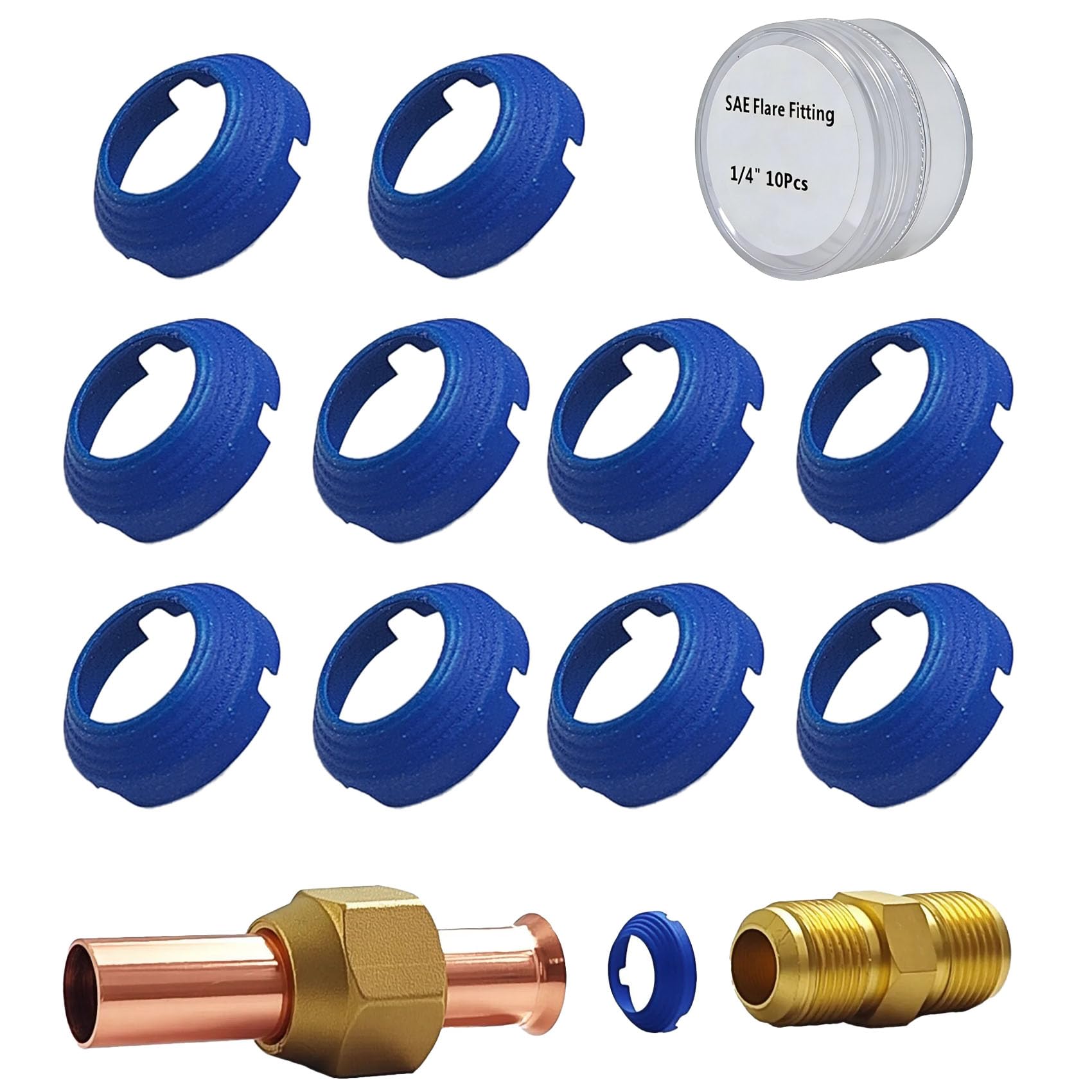Leak Free SAE Flare Fittings & Connections, Eliminates Refrigerant Leaks, Suitable for Hydraulic, Refrigeration, HVAC, Ductless, Schrader Valve (10x1/