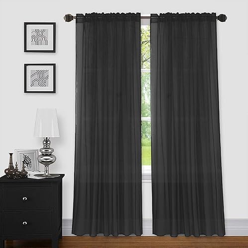 Sapphire Home - Paneles de cortina (2 unidades), cortinas translúcidas de 54 x 84 (108 de ancho en total), paneles de gasa para dormitorio, sala de