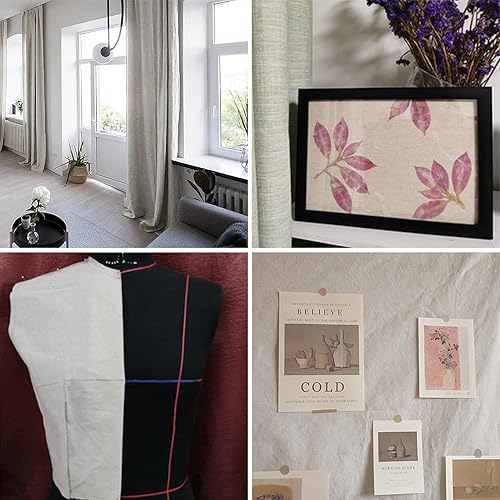 Miniatura 8 de Tela de lino 100 natural para coser Tela de lino lisa Tela de fibra de cáñamo y yute para hacer artesanías manteles o vestimenta de 20 x 62 pulgadas