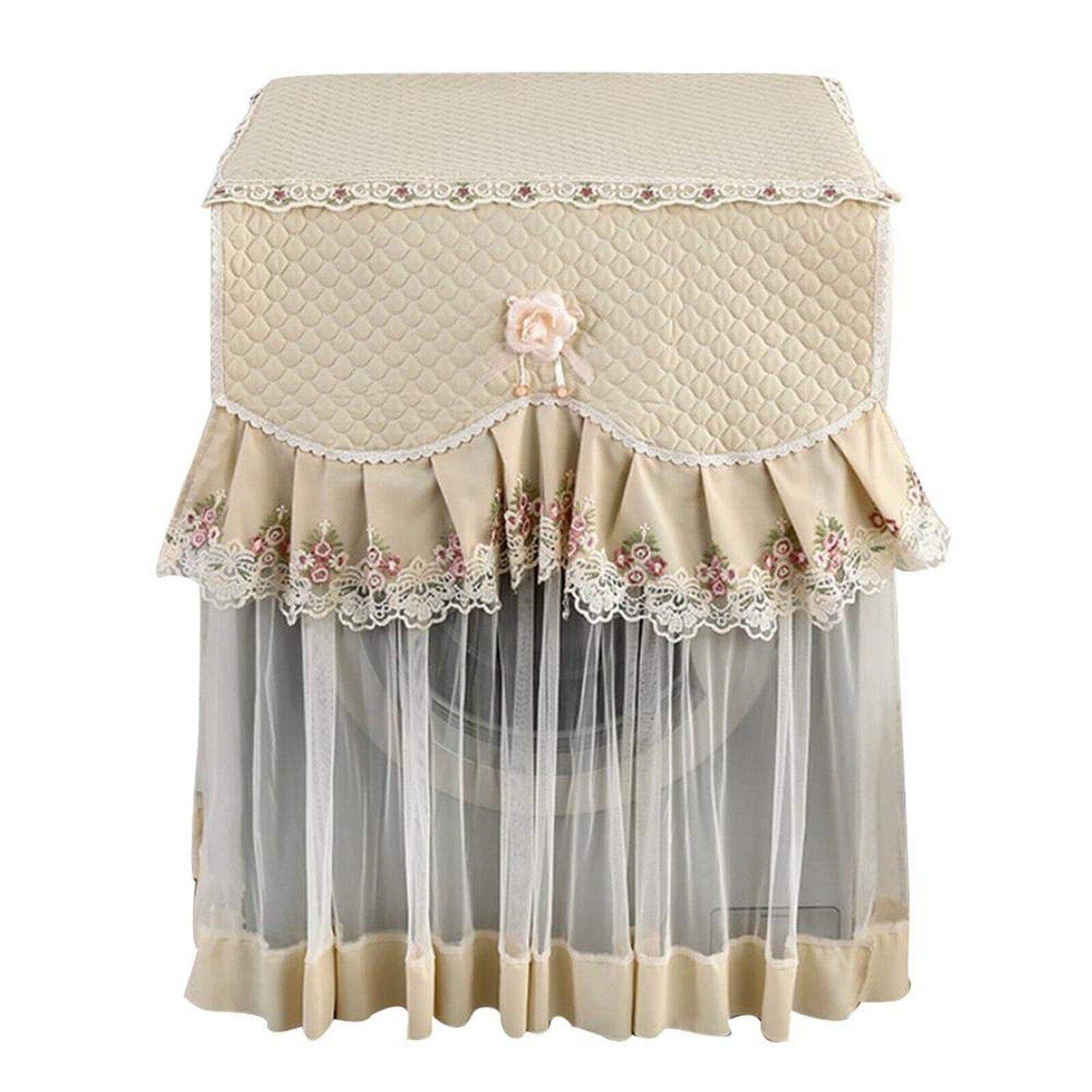 Sanfly Khaki Washing Machine Cover Lace Washing Machine Case Household Merchandise Protective Dust Covers Decoration