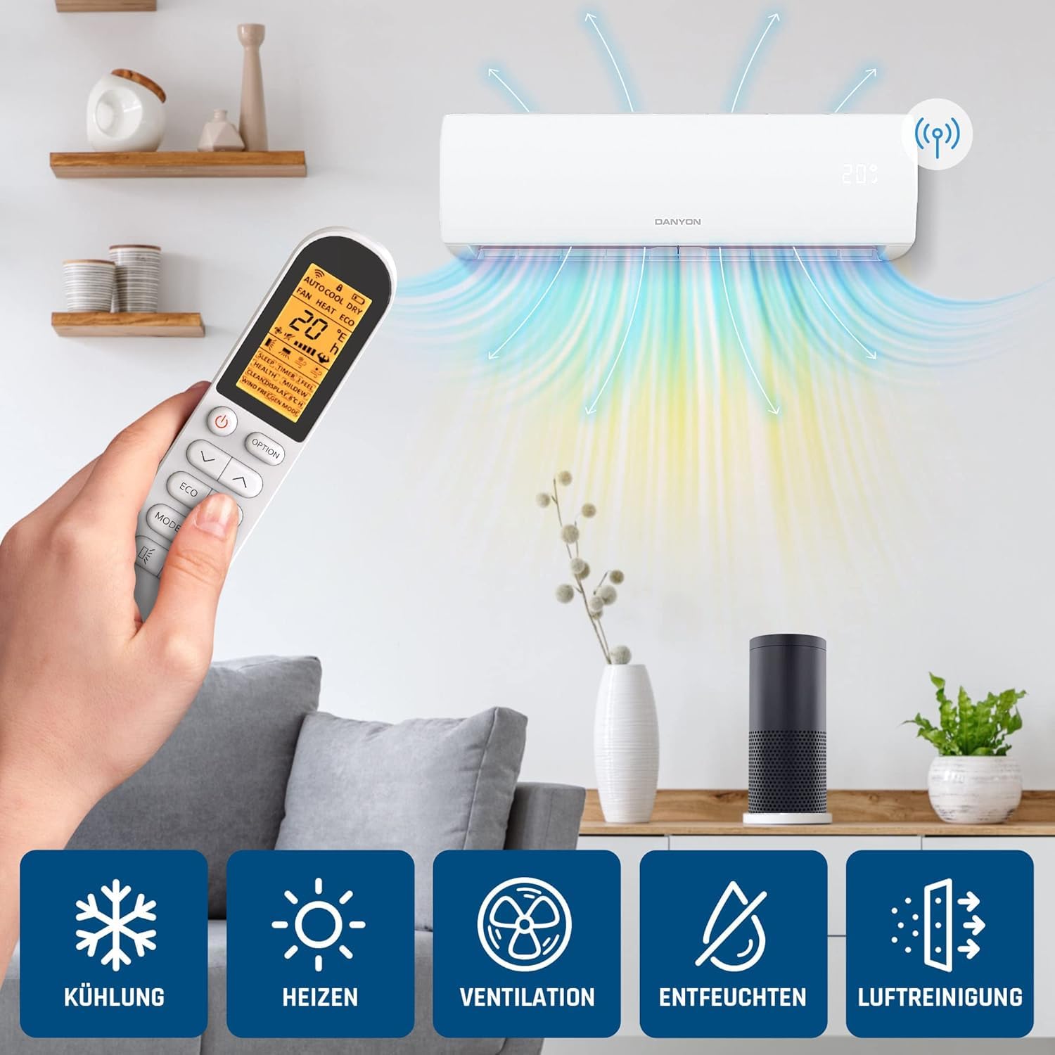 Danyon Multisplit Klimaanlage 3 Innengeräte - 27000 BTU - 7,9 kW - Inverter Klimagerät mit Heizfunktion, WiFi und Smart-Home - sehr leise & energiesparend, Splitgerät vorgefüllt