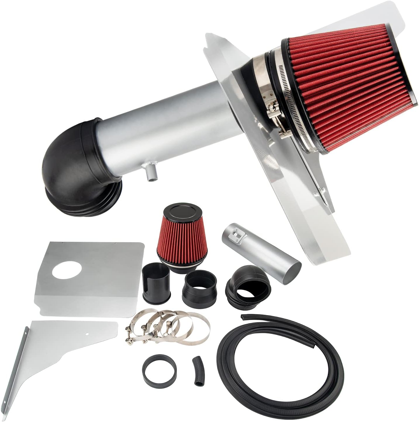 KAX 3 inch Cold Air Intake System Kit & Heat Shield Replacement for Chevy Camaro 2012-2015 3.6L V6, High Performance, RED
