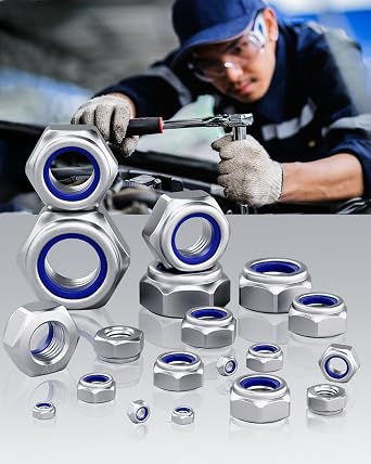 250PCS Nylock Nuts, HOLMOL DIN 985 Locking Nuts with Box, Lock Nut for Bolt
