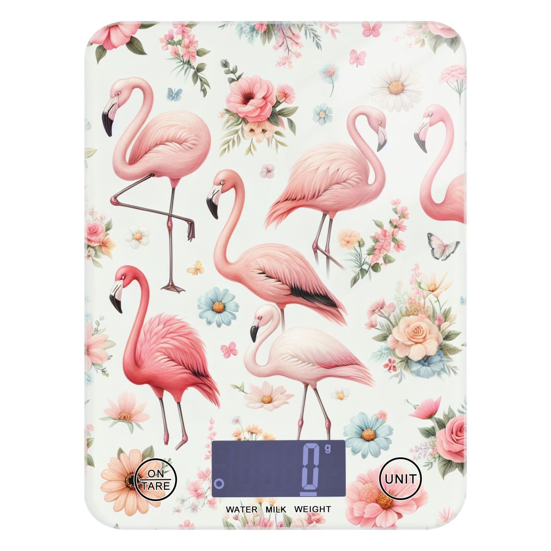 Burbuja Pink Flamingo Floral Food Scale for Weight Loss, Digital Kitchen Scale Weight Grams and Ounces with LCD Display & Tare Function Accurate for Baking Cooking