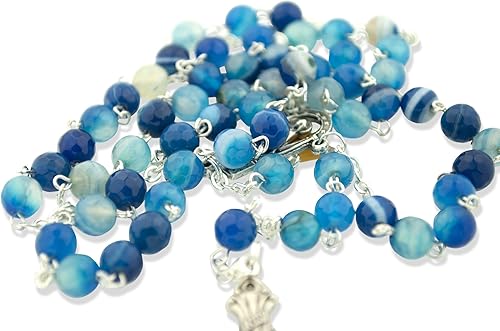 Vista 11 de Venerare Hermoso rosario católico italiano con cuentas de vidrio