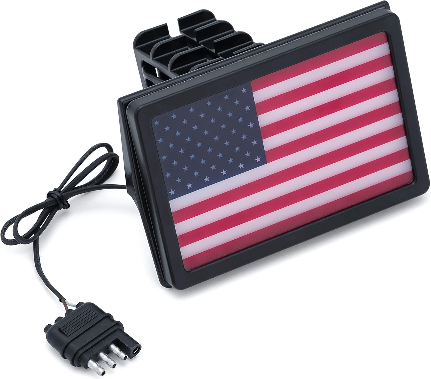 Kuryakyn 2893 Motorcycle Lighting Accessory: Freedom Flag LED Receiver Hitch Cover for 1-1/4" and 2" Hitches, Black